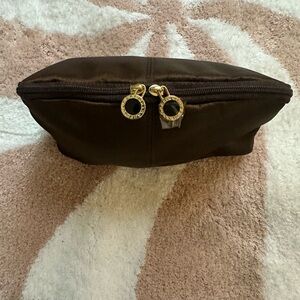 Chic Brown Cosmetic Bag with Gold Accents